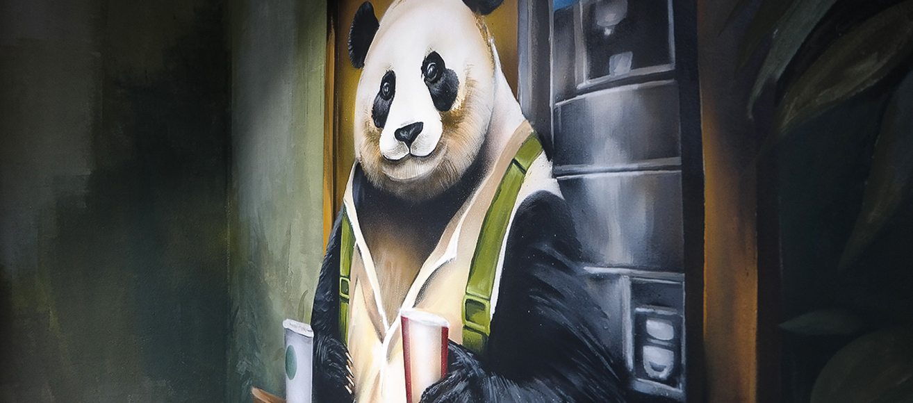 Graffiti Panda im Automatenkiosk Gütersloh