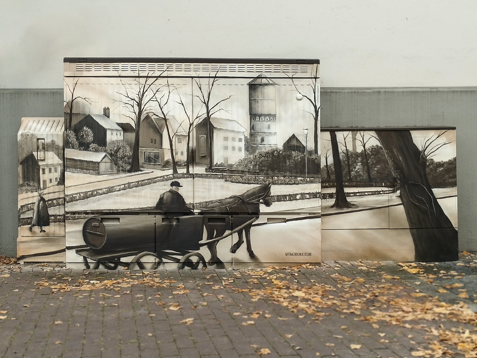 Graffiti auf Stromverteilerkasten am Dreiecksplatz in Gütersloh